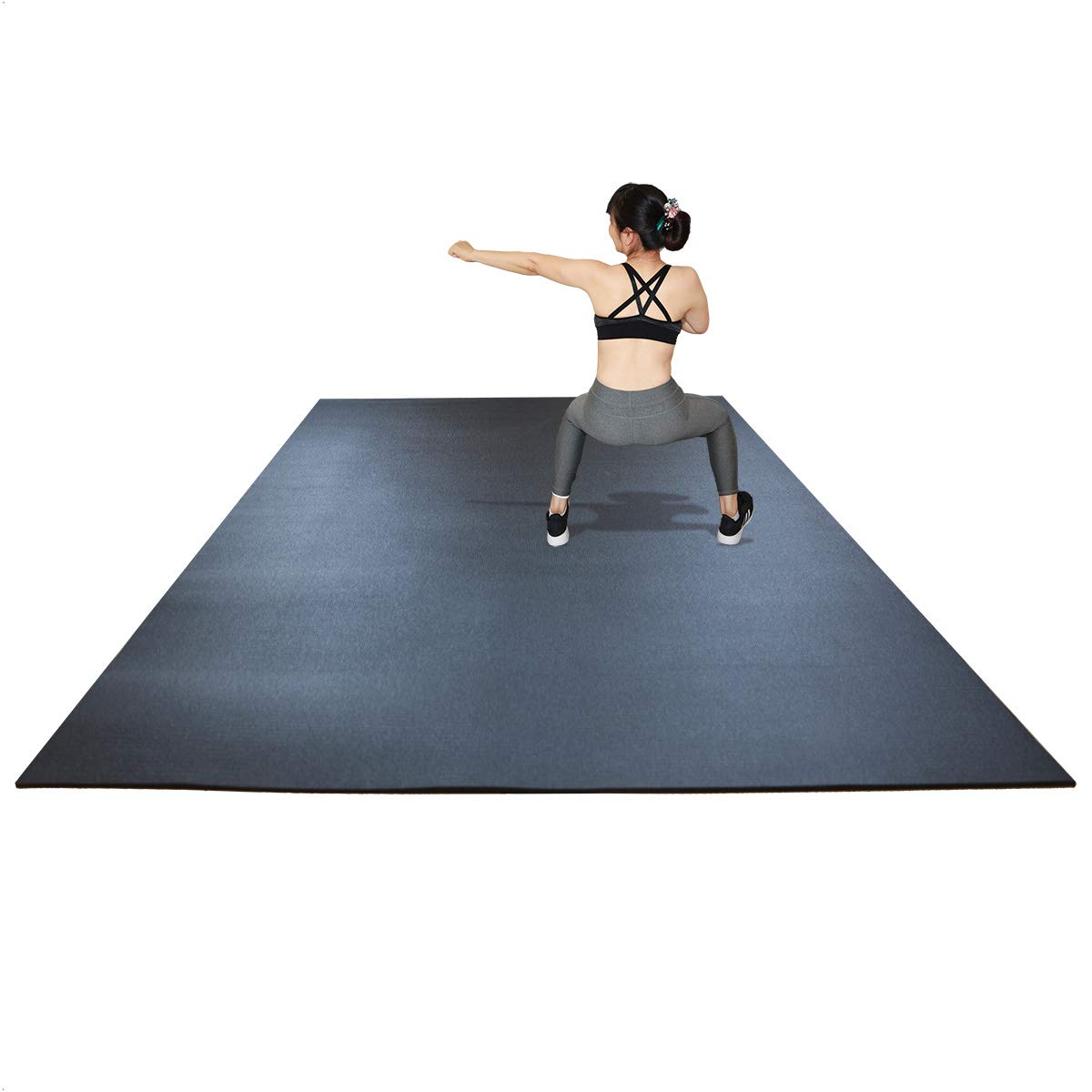 RevTime Extra Large Exercise Mat 6 x 6 feet (72 x 72 x 1/4+) 7 mm Thick  & High Density Mat for Home Cardio and Yoga Workouts, Durable Gym Mat